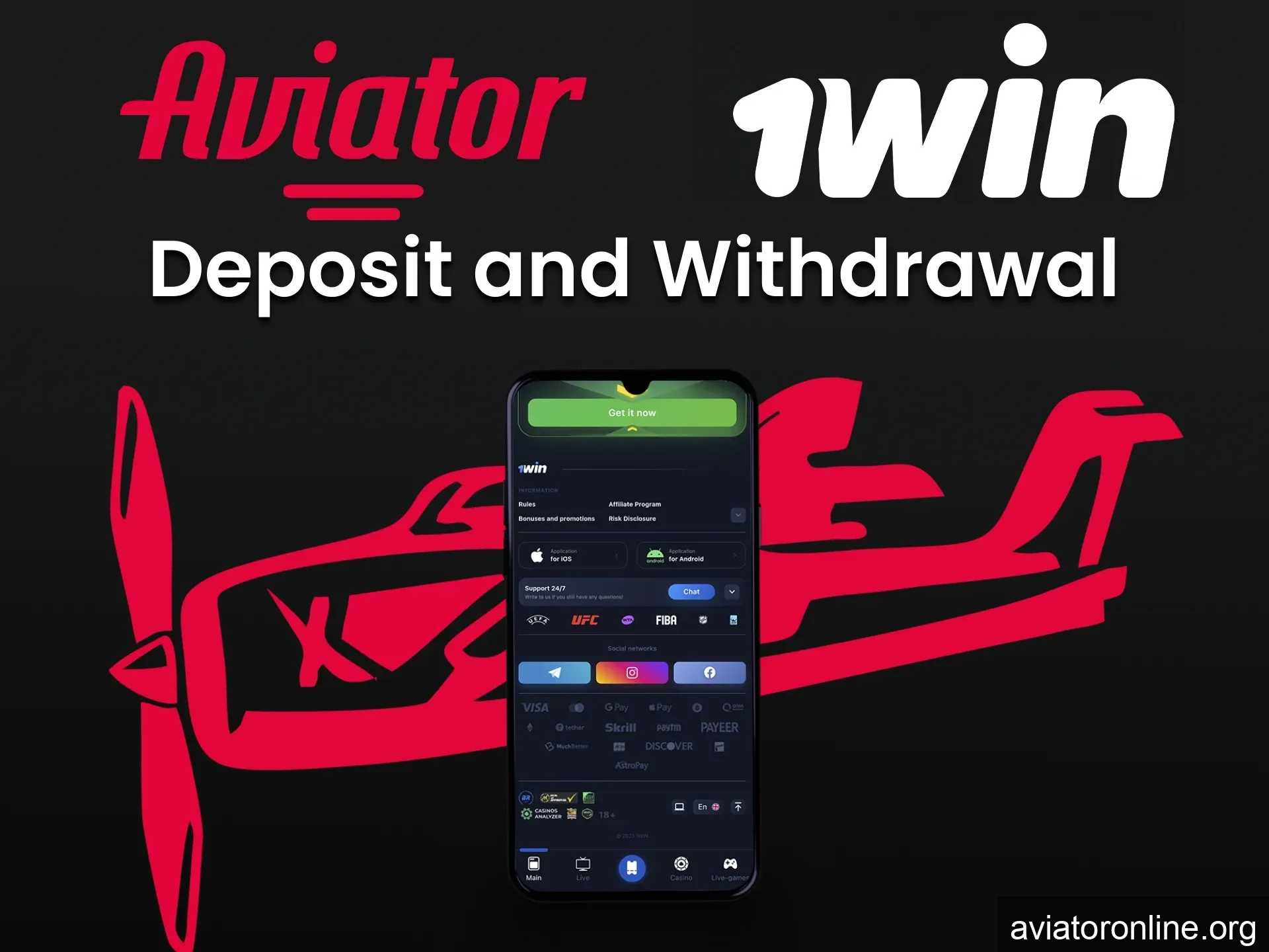 Choose a convenient way to deposit and withdraw funds from 1win.