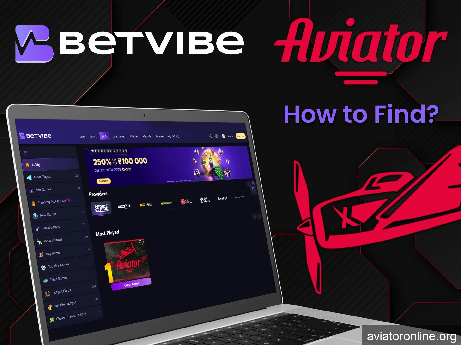 By visiting the casino section of the BETVIBE website you will find Aviator.
