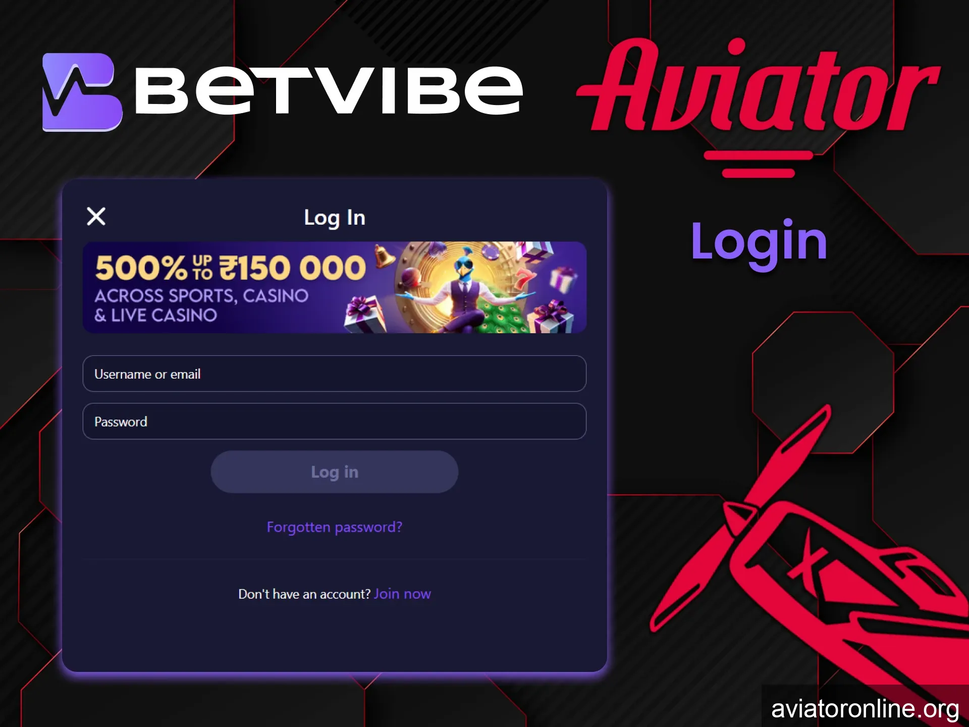 You need to log into your personal account on the BETVIBE website to play Aviator.