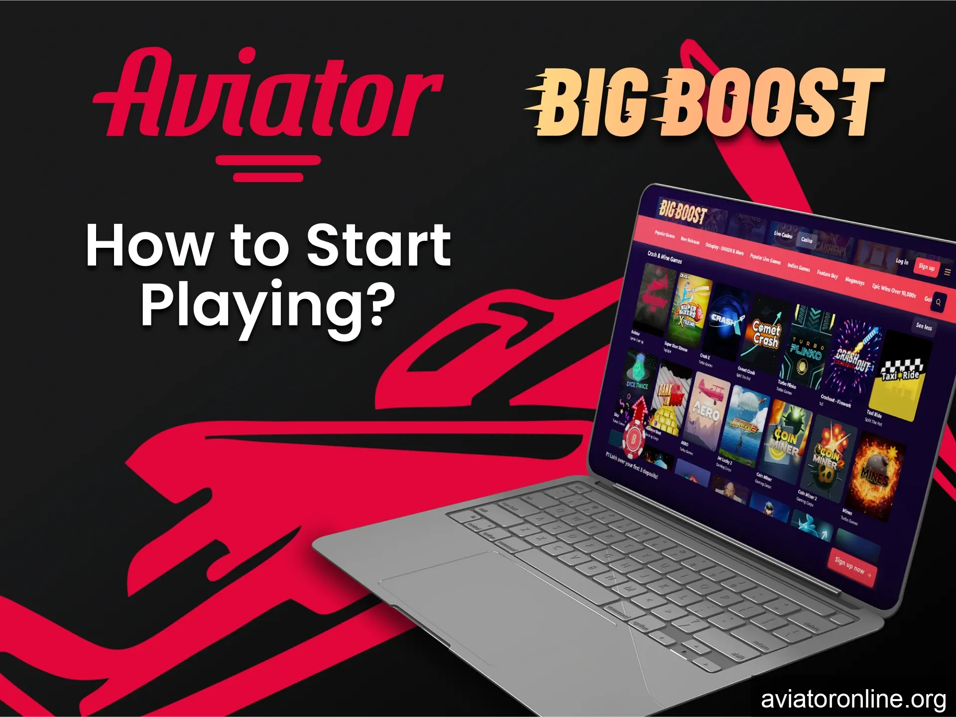Choose the casino section to play Aviator on Big Boost.
