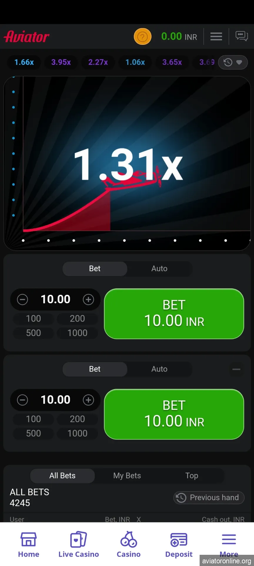 Visit the Aviator page in the Casino Days app.