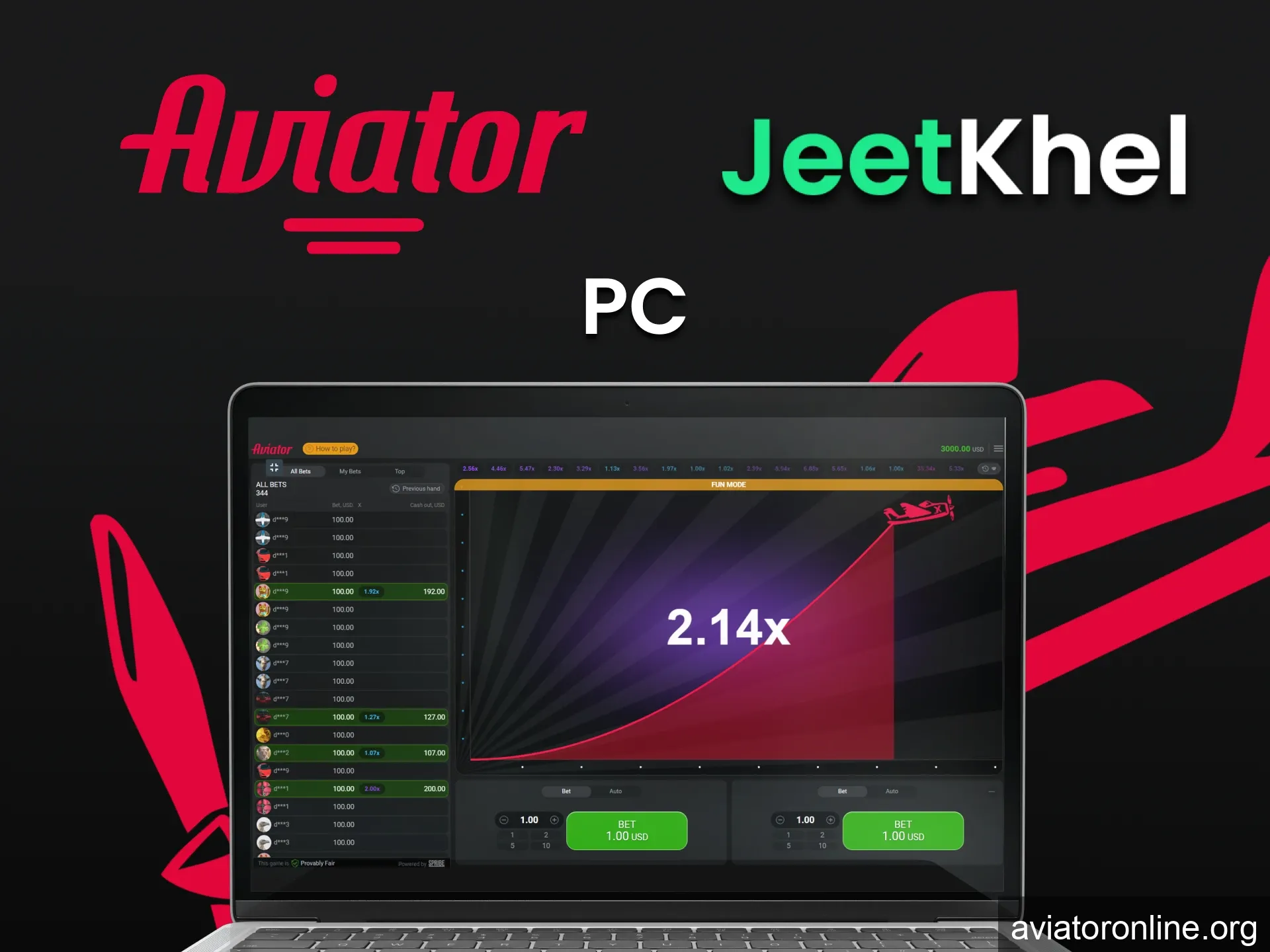 To play Aviator on JeetKhel, you can use your PC.