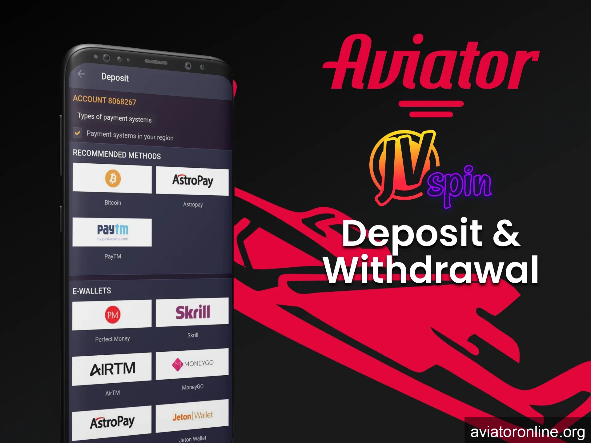 We will tell you about the transaction methods for the Aviator game in the JV Slot app.