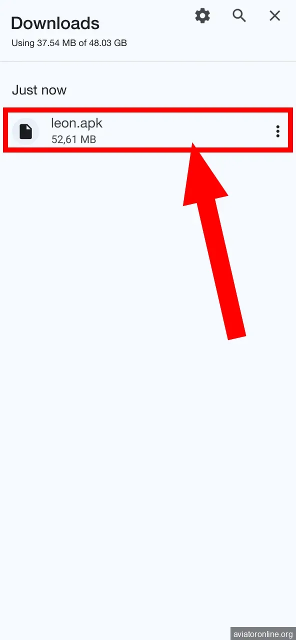 Leon APK starts downloading automatically to Android.