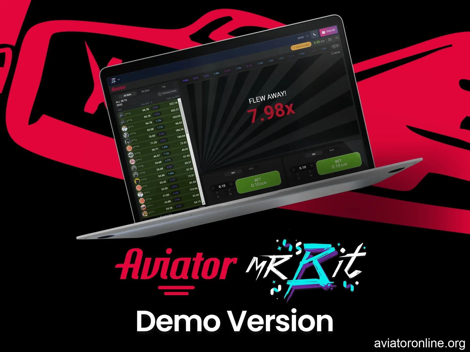 Train in the demo version of the game Aviator on Mr. Bit.