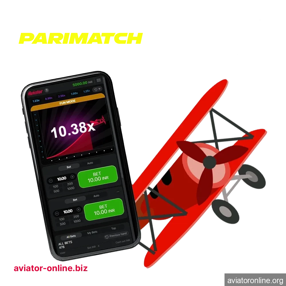 The Parimatch mobile app offers the Aviator game.
