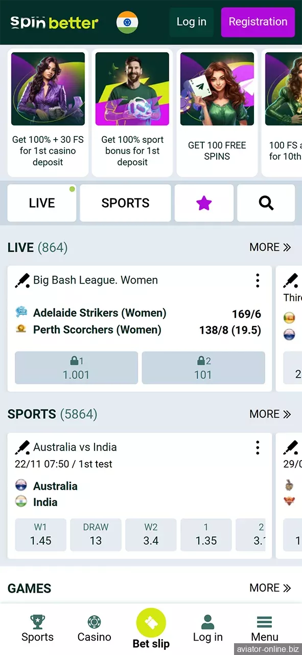 On the homepage of the Spinbetter app you will find all the important information.