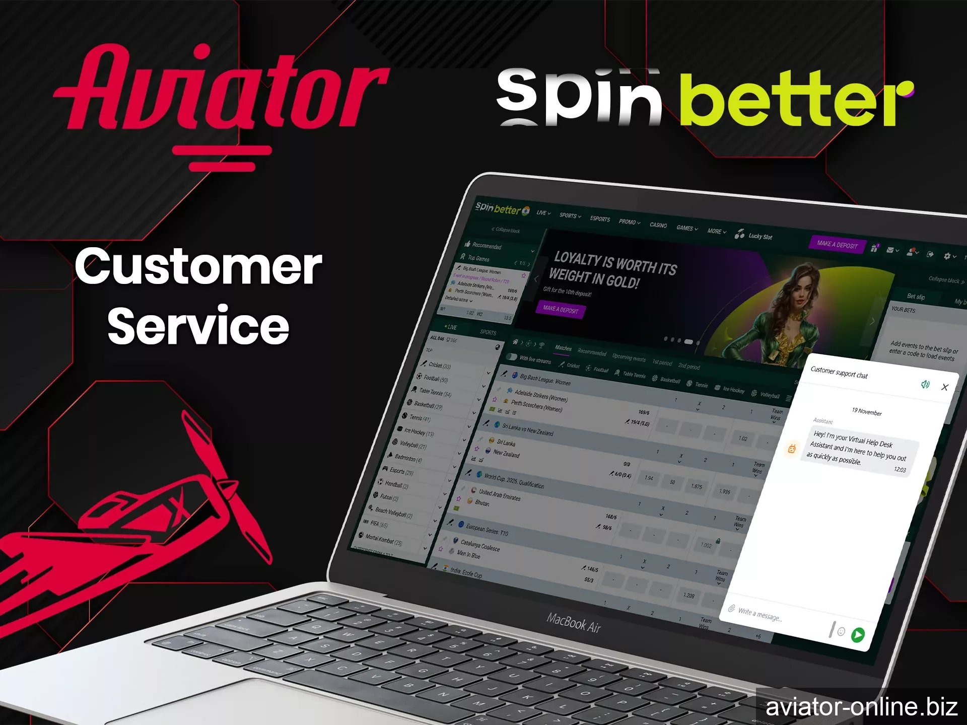 The Spinbetter team is always on call and ready to help you.