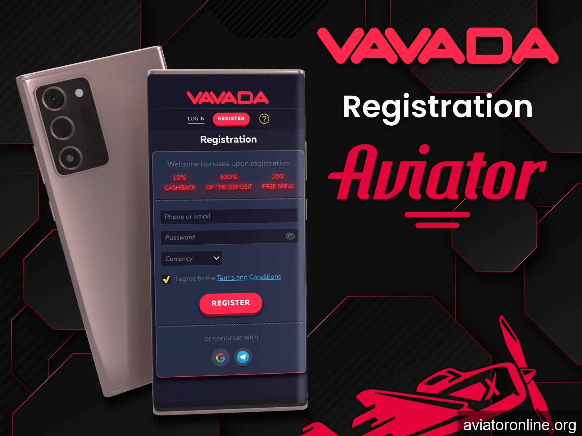 It is recommended to register to play Aviator in the Vavada application.